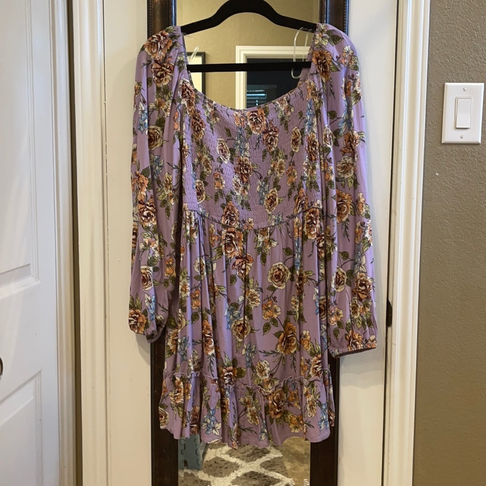 Xhilaration Floral Purple Dress L